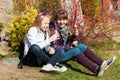 Teenage girls eating an ice cream Royalty Free Stock Photo