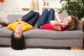 Teenage girls having fun at home Royalty Free Stock Photo