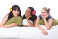 Teenage girls slumber party with hair accessories Royalty Free Stock Photo