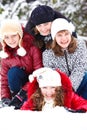 Teenage girls in a snowy park