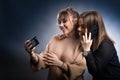 Teenage Girls Taking Selfie On Mobile Phone Royalty Free Stock Photo