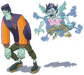 Teenage Halloween Monsters Vector Clip Art