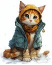 Snowy Purrfection: A Teenage Kitten\'s Winter Fashion Adventure i Royalty Free Stock Photo