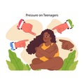 Teenage pressure concept. Flat vector illustration