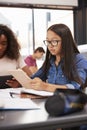 Teenage schoolgirl using tablet computer in lesson Royalty Free Stock Photo