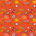 teenage seamless 70s retro floral pattern hippie