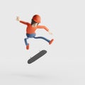 Teenage skateboarder boy doing energetic skateboarding.