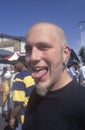 A teenage skinhead with a pierced tongue, Los Angeles, CA