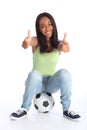 Teenage sports girl two thumbs up happy success Royalty Free Stock Photo