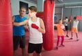 Teenage sportsman at boxing workout