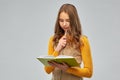 Teenage student girl with notebook or diary