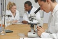 Teenage Students In Science Class Using Microscope Royalty Free Stock Photo