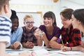 Teenage Students With Teacher In Biology Class Royalty Free Stock Photo