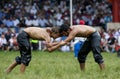 Teenage wrestlers battle for supremacy during competition at the Kirkpinar Turkish Oil Wrestling Festival in Edirne, Turkey.