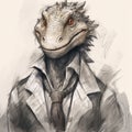 Teenage Wyvern Speedpainting: Exosaurid in a Suit and Tie