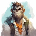 Teenage Yeti Sketch With Monkey Character In Ross Tran Style