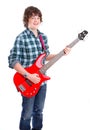 Teenager on Bass guitar Royalty Free Stock Photo