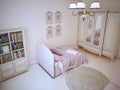 Teenager bedroom with bookcase