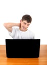 Teenager behind Laptop Royalty Free Stock Photo