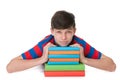 Teenager boy with books Royalty Free Stock Photo