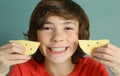 Teenager boy with cheese smile Royalty Free Stock Photo