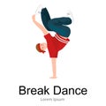 Teenager boy dancing hip hop style isolated vector illustration. Royalty Free Stock Photo