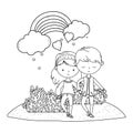 Teenager boy and girl cartoon design