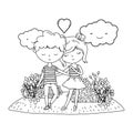 Teenager boy and girl cartoon design