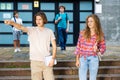 Teenagers going home after school Royalty Free Stock Photo