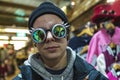 Teenager boy with a Gothic sunglasses with diffracted lens Royalty Free Stock Photo