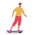 Teenager Boy Riding Skate Board. Urban Culture and Outdoor Activity, Skateboarding Extreme Sport, Man in Skate Park Royalty Free Stock Photo