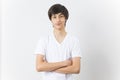 Teenager boy wearing t-shirt over white isolated background Royalty Free Stock Photo