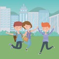 Teenager boys and girl cartoon design