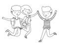 Teenager boys and girl cartoons design