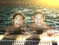 Teenager boys in open air swimming pool Royalty Free Stock Photo
