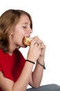 Teenager with Braces Eating a Sandwich Royalty Free Stock Photo