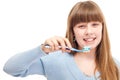 Teenager brushing teeth