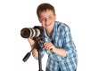 Teenager with camera Royalty Free Stock Photo