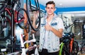 Teenager choosing new bicycle