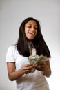 Teenager counting money