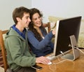 Teenager couple computer