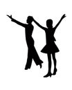 A teenager couple dancing bodies silhouette vector