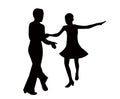 A teenager couple dancing bodies silhouette vector