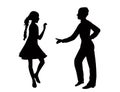 A teenager couple dancing, silhouette vector