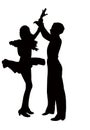 A teenager couple dancing, silhouette vector