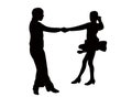 A teenager couple dancing, silhouette vector