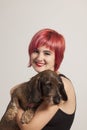Teenager with dachshound Royalty Free Stock Photo
