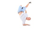 Teenager dancing break dance action Royalty Free Stock Photo