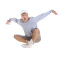 Teenager dancing breakdance in action