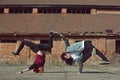 Teenager dancing breakdance on the street Royalty Free Stock Photo